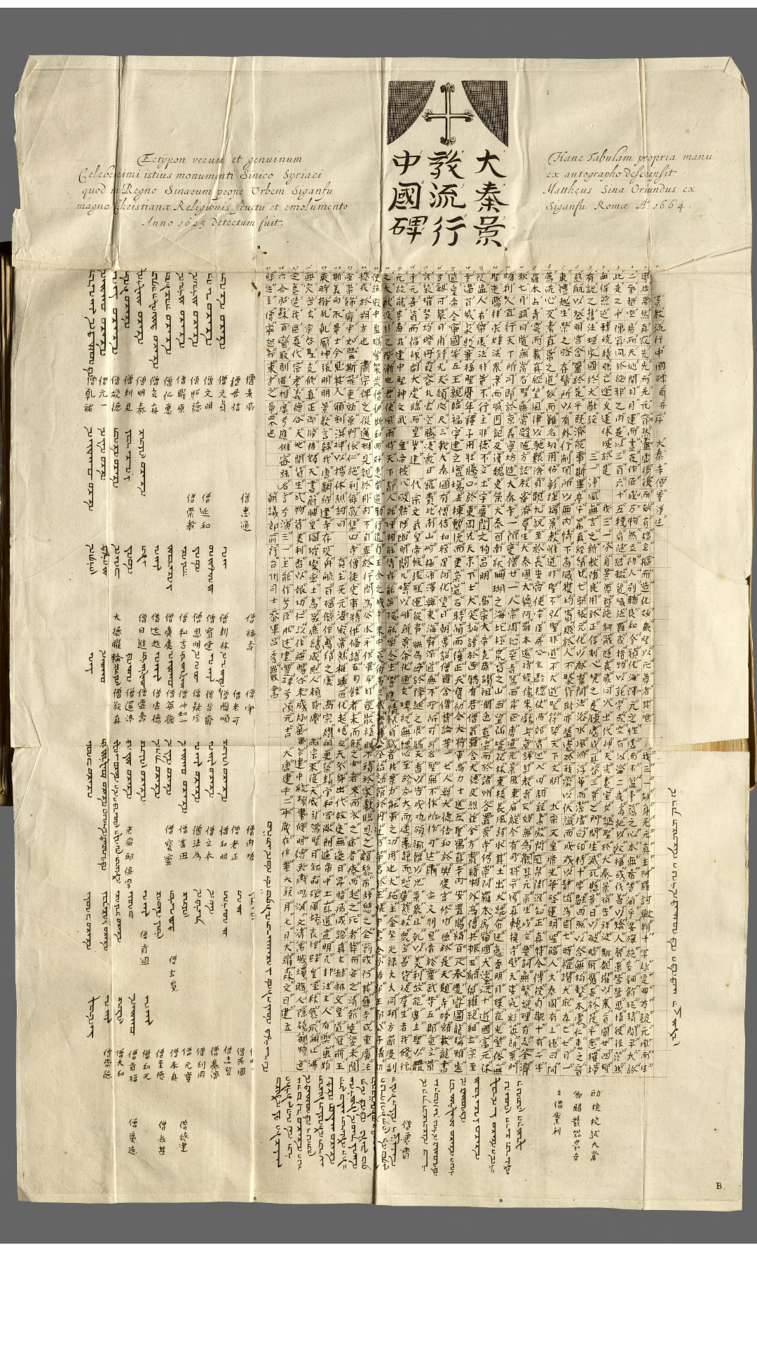 The Chinese and Syriac version of the inscription, first published in Kircher's China Illustrata in 1667