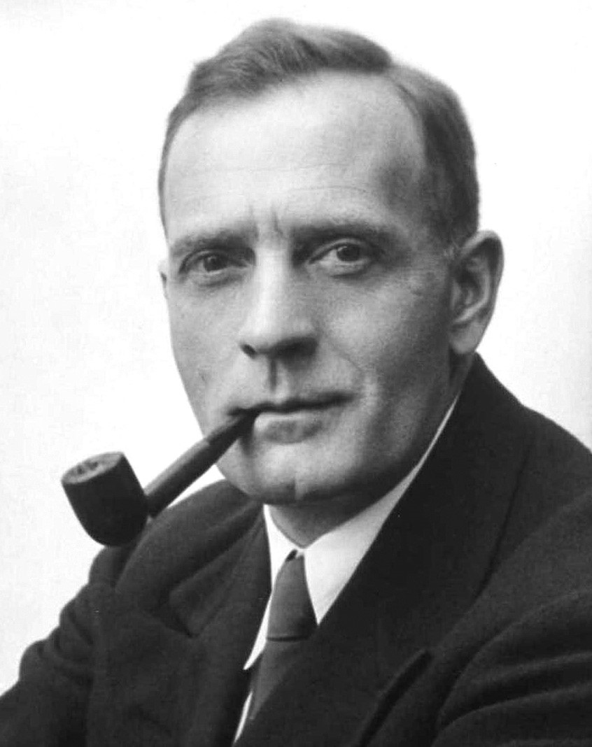 A portrait photograph of astronomer Edwin Hubble