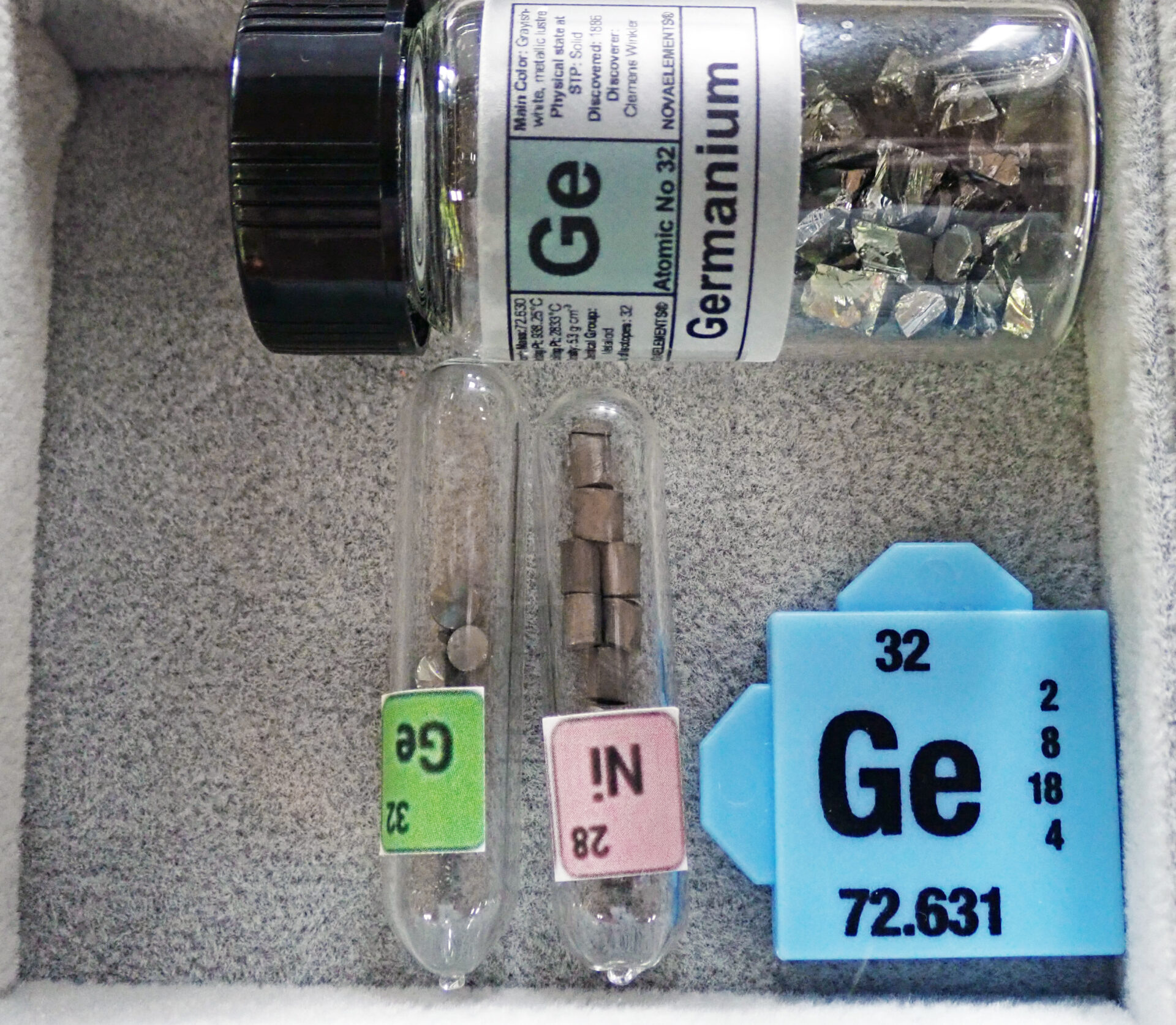 Photograph of a germanium element sample